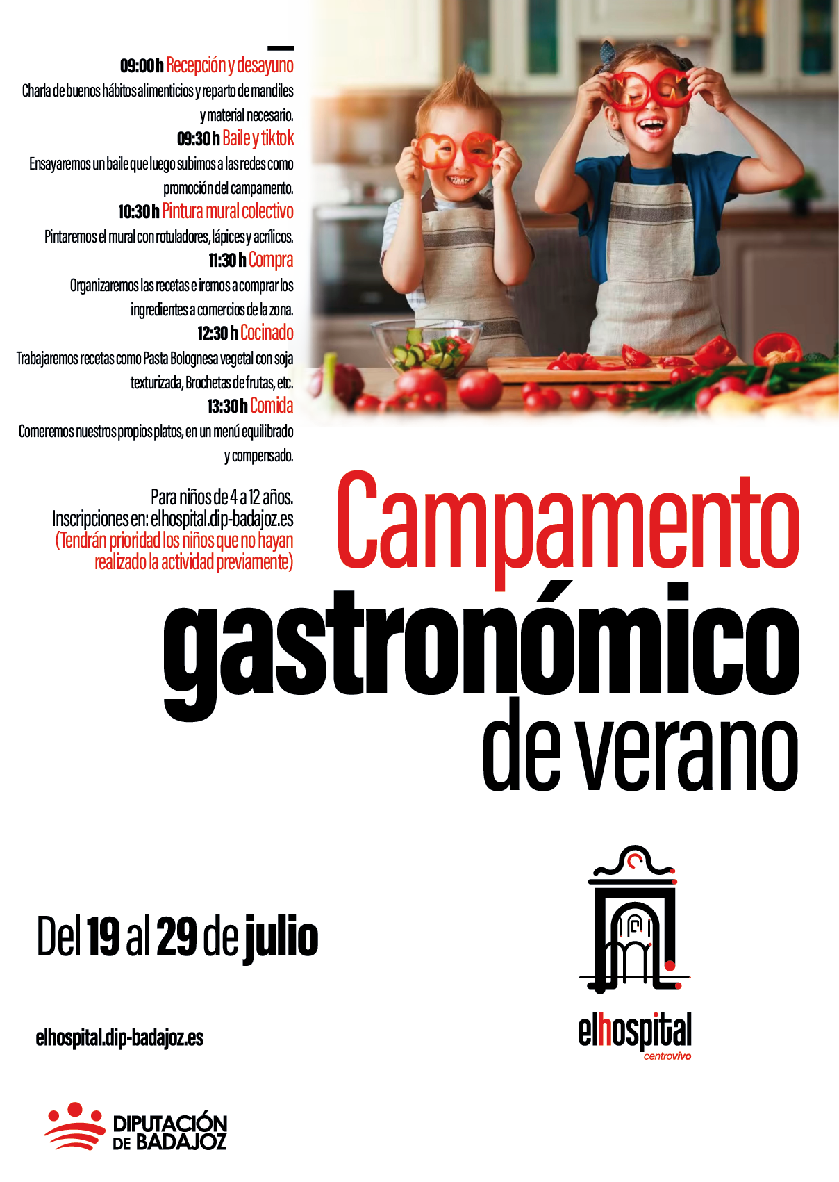 La Diputación de Badajoz organiza un campamento gastronómico de verano en El Hospital Centro Vivo